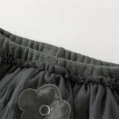 Dave&Bella Toddler Girls Winter Elegant White/Dark Grey Mesh Skirt-style Leggings Pants