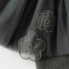 Dave&Bella Toddler Girls Winter Elegant White/Dark Grey Mesh Skirt-style Leggings Pants