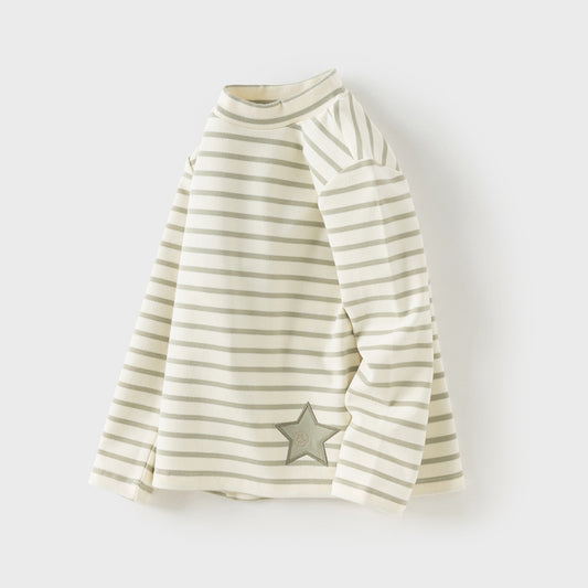 Dave&Bella Toddler Girls Winter Sweet Striped Fashion Cotton Turtle T-shirts Tops