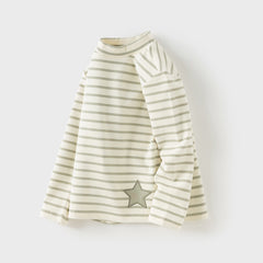 Dave&Bella Toddler Girls Winter Sweet Striped Fashion Cotton Turtle T-shirts Tops