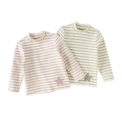 Dave&Bella Toddler Girls Winter Sweet Striped Fashion Cotton Turtle T-shirts Tops