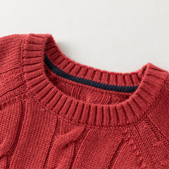 Dave&Bella Kids Girls/Boys Winter Versatile Beige/Red Pullover Sweaters Tops