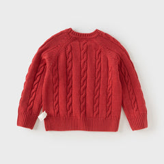 Dave&Bella Kids Girls/Boys Winter Versatile Beige/Red Pullover Sweaters Tops