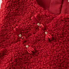 Dave&Bella Toddler Girls Red Chinese-style Sleeveless Plush Princess Mesh Dress