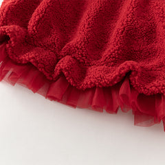 Dave&Bella Toddler Girls Red Chinese-style Sleeveless Plush Princess Mesh Dress
