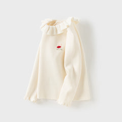 Dave&Bella Kids Girls Winter Adorable Beige Long Sleeve Pullover Sweaters Tops