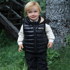Dave&Bella Toddler Boys Winter Black Sleeveless Outwear Down Hooded Vests Tops