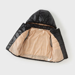 Dave&Bella Toddler Boys Winter Black Sleeveless Outwear Down Hooded Vests Tops