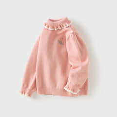 Dave&Bella Kids Girls Winter Versatile Warm Turtle-neck  Pullover Sweaters Tops