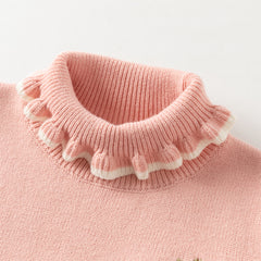 Dave&Bella Kids Girls Winter Versatile Warm Turtle-neck  Pullover Sweaters Tops