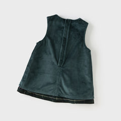 Dave&Bella Toddler Girls Winter Noble Green Plaid Plush-lined Party Princess Tank Dress