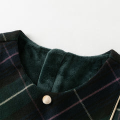 Dave&Bella Toddler Girls Winter Noble Green Plaid Plush-lined Party Princess Tank Dress