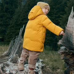 Dave&Bella Toddler Boys Winter Charming Yellow Mid-length Outdoor Cozy Down Coats