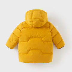 Dave&Bella Toddler Boys Winter Charming Yellow Mid-length Outdoor Cozy Down Coats