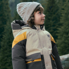 Dave&Bella Kids Boys Winter Casual Khaki Outwear Hooded Fleece-lined Cozy Down Coats