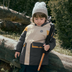 Dave&Bella Kids Boys Winter Casual Khaki Outwear Hooded Fleece-lined Cozy Down Coats