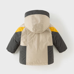 Dave&Bella Kids Boys Winter Casual Khaki Outwear Hooded Fleece-lined Cozy Down Coats