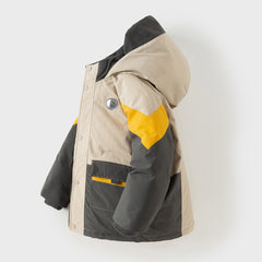 Dave&Bella Kids Boys Winter Casual Khaki Outwear Hooded Fleece-lined Cozy Down Coats