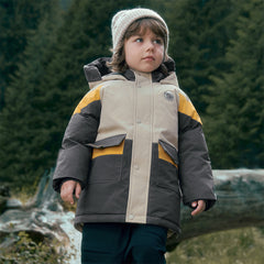 Dave&Bella Kids Boys Winter Casual Khaki Outwear Hooded Fleece-lined Cozy Down Coats