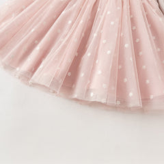 Dave&Bella Toddler Girls Elegant Pink Turtle Long-sleeved A-line Party Mesh Dress