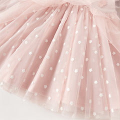 Dave&Bella Toddler Girls Elegant Pink Turtle Long-sleeved A-line Party Mesh Dress