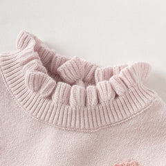 Dave&Bella Toddler Girls Elegant Pink Turtle Long-sleeved A-line Party Mesh Dress