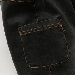 Dave&Bella Toddler Boys Black Drawstring Loose Cozy Plush-lined Jeans