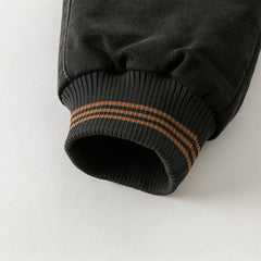 Dave&Bella Toddler Boys Black Drawstring Loose Cozy Plush-lined Jeans