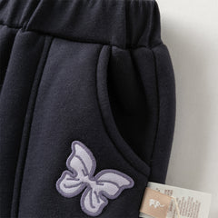 Dave&Bella Toddler Girls Winter Outdoor Adjustable Waistband Loose Drawstring Sweatpants