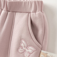 Dave&Bella Toddler Girls Winter Outdoor Adjustable Waistband Loose Drawstring Sweatpants