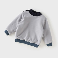 Dave&Bella Toddler Boys Navy Blue Cozy Turtle Versatile Plush-lined Sweaters Tops