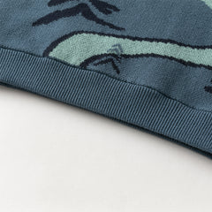 Dave&Bella Toddler Boys Navy Blue Cozy Turtle Versatile Plush-lined Sweaters Tops