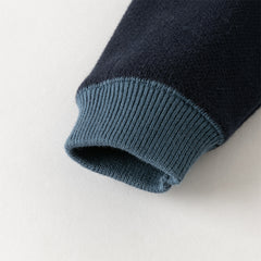 Dave&Bella Toddler Boys Navy Blue Cozy Turtle Versatile Plush-lined Sweaters Tops