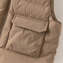 Dave&Bella Toddler Boys Winter Brown Antibacterial Down Vest & Plush-lined Shirt Set