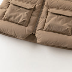 Dave&Bella Toddler Boys Winter Brown Antibacterial Down Vest & Plush-lined Shirt Set