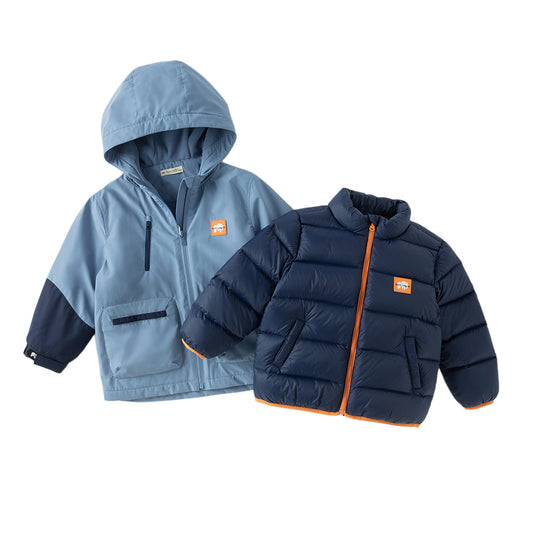 Dave&Bella Kids Boys Winter Outdoor Waterproof Warm Hooded Two-piece Down Coat Sets