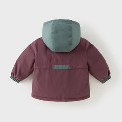 Dave&Bela Toddler Boys Winter Purple Outdoor Windproof Hooded Down Coats