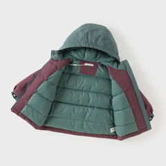 Dave&Bela Toddler Boys Winter Purple Outdoor Windproof Hooded Down Coats