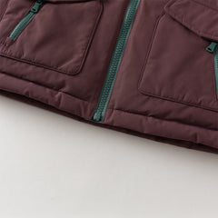 Dave&Bela Toddler Boys Winter Purple Outdoor Windproof Hooded Down Coats