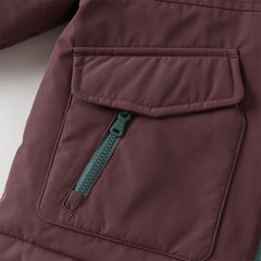 Dave&Bela Toddler Boys Winter Purple Outdoor Windproof Hooded Down Coats
