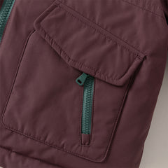 Dave&Bela Toddler Boys Winter Purple Outdoor Windproof Hooded Down Coats