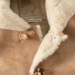 Dave&Bella Toddler Boys Winter Casual Brown Camel Outwear Hooded Plush-lined Coats