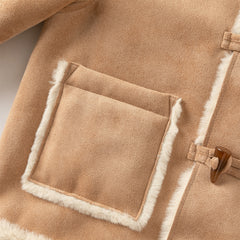 Dave&Bella Toddler Boys Winter Casual Brown Camel Outwear Hooded Plush-lined Coats