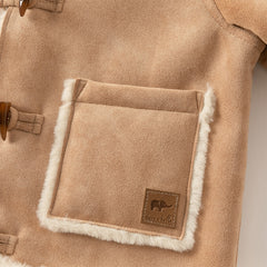 Dave&Bella Toddler Boys Winter Casual Brown Camel Outwear Hooded Plush-lined Coats