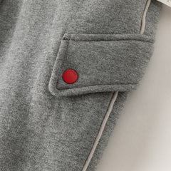 Dave&Bella Toddler Girls/Boys Outdoor Loose Grey Drawstring Plush-lined Pants