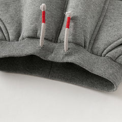 Dave&Bella Toddler Girls/Boys Outdoor Loose Grey Drawstring Plush-lined Pants