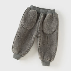 Dave&Bella Toddler Girls/Boys Outdoor Loose Grey Drawstring Plush-lined Pants