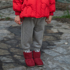 Dave&Bella Toddler Girls/Boys Outdoor Loose Grey Drawstring Plush-lined Pants