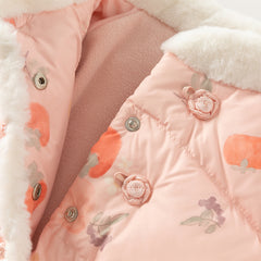 Dave&Bella Toddler Girls Winter Adorable Print Chinese-style Plush Turtle Cozy Down Coats