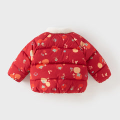 Dave&Bella Toddler Girls Winter Adorable Print Chinese-style Plush Turtle Cozy Down Coats